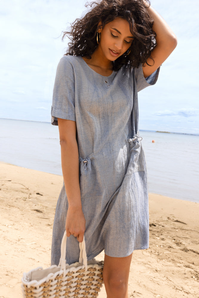 sheri linen dress Alison Relaxed Pocket A47072 – Dream Pants LAUNCH W38-2025 sophisticated texture Sleeveless Beach Dress Fatuov Color:Same as Picture(RED)