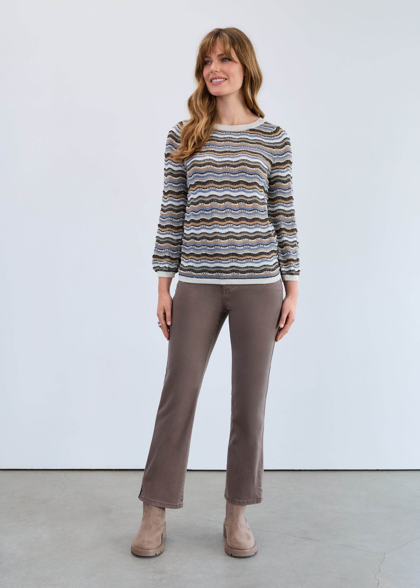 3/4 Sleeve Wave Stitch Sweater - Dream Pants