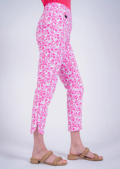 Pink Berry Print 28" Slim Ankle Pant Lisette L
