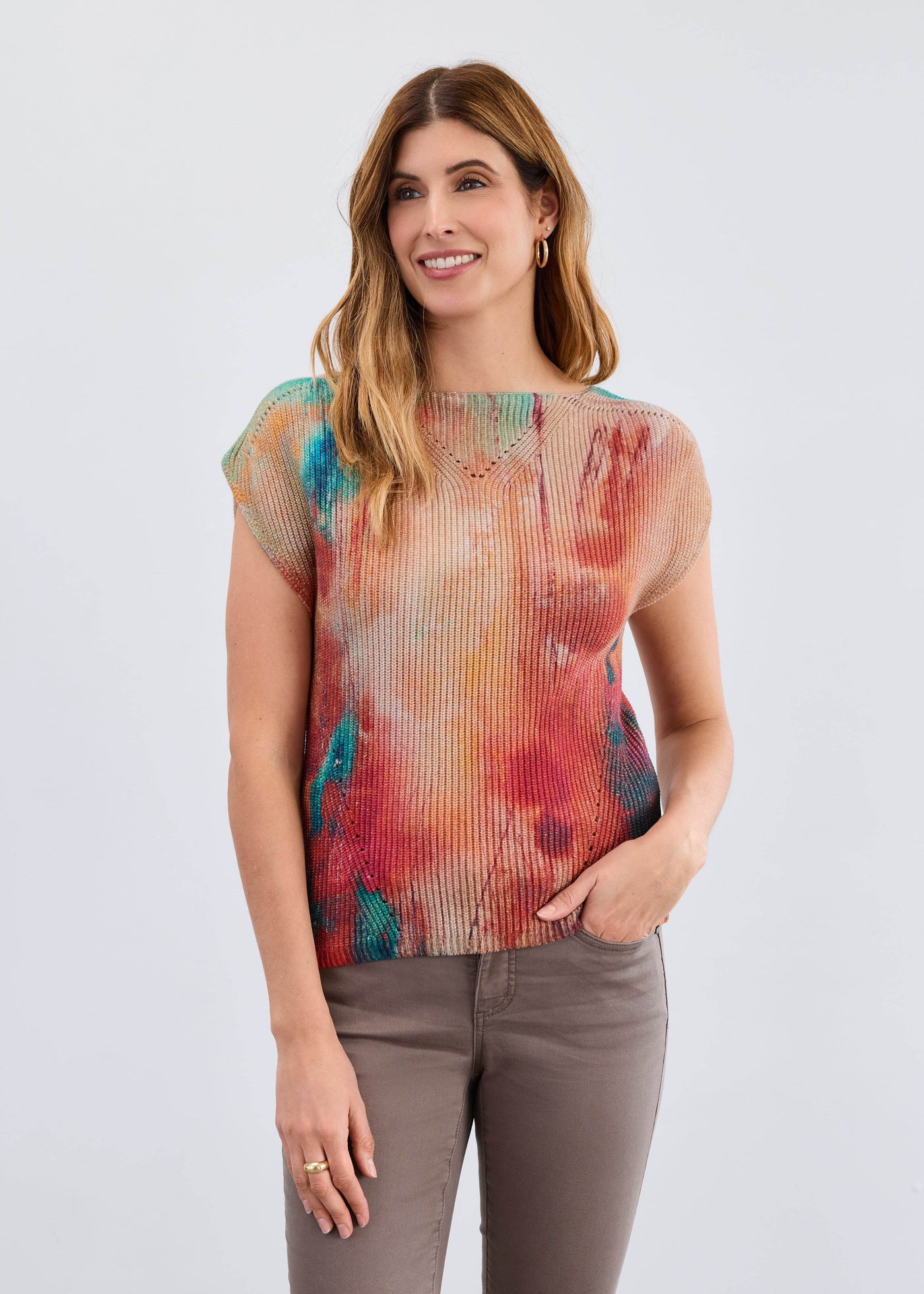 Cap Sleeve Printed Sweater - Dream Pants