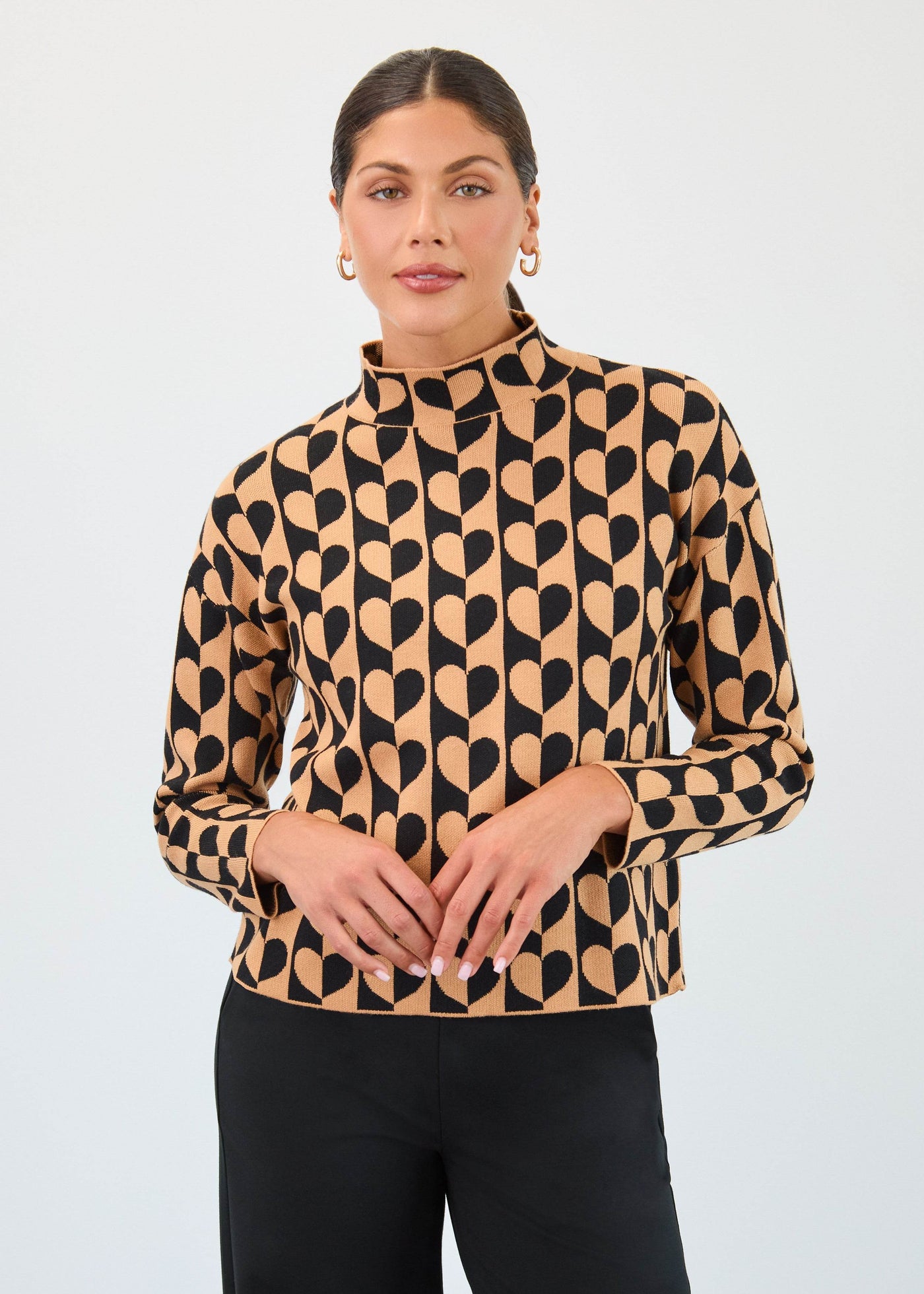 Mock Neck Jacquard Sweater - Dream Pants