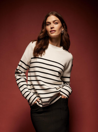 Striped Sweater with Button Detail Charlie B