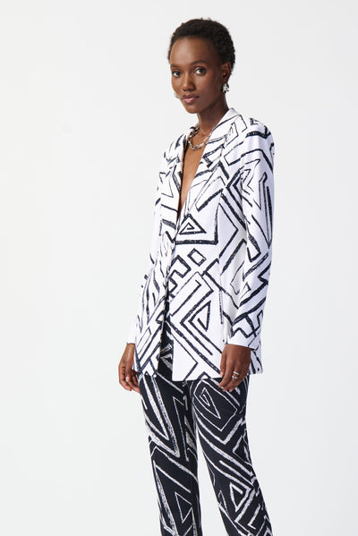 Joseph Ribkoff Abstract Print Silky Knit Blazer 