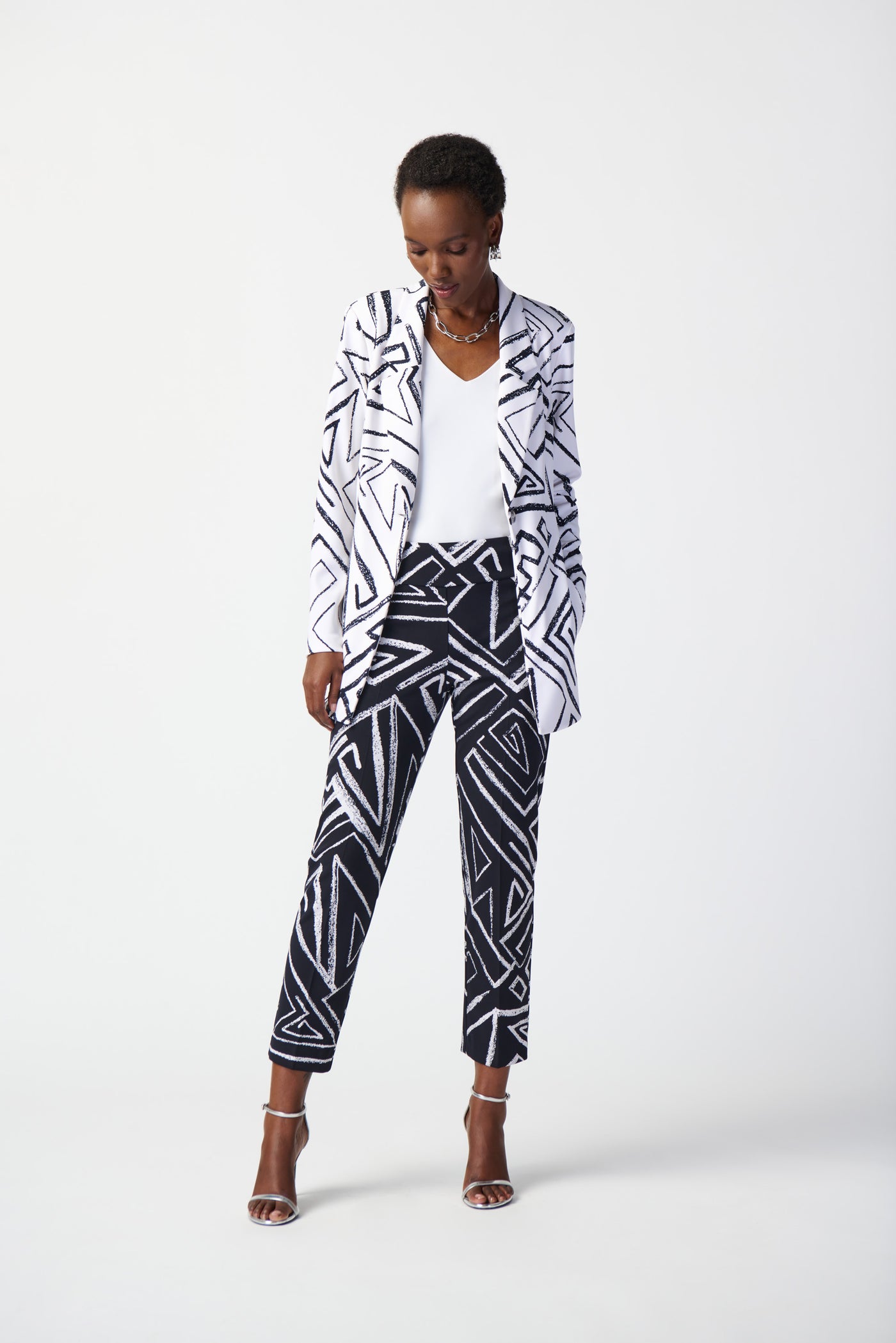 Joseph Ribkoff Abstract Print Silky Knit Blazer 