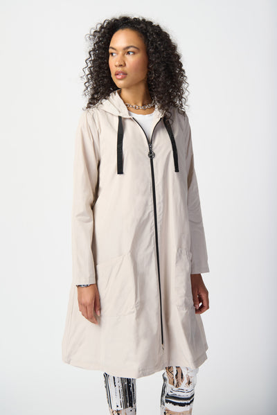 Joseph Ribkoff Memory Woven Hooded Trapeze Coat 