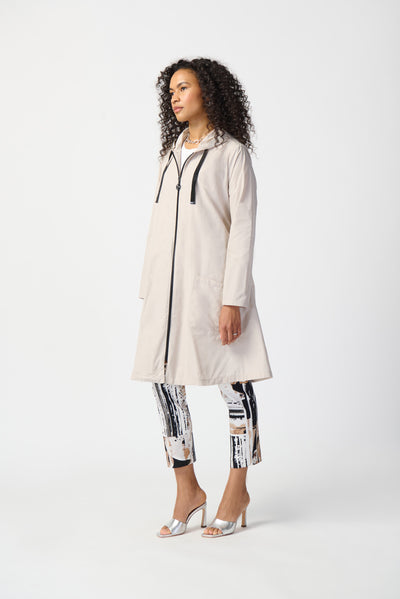 Joseph Ribkoff Memory Woven Hooded Trapeze Coat 