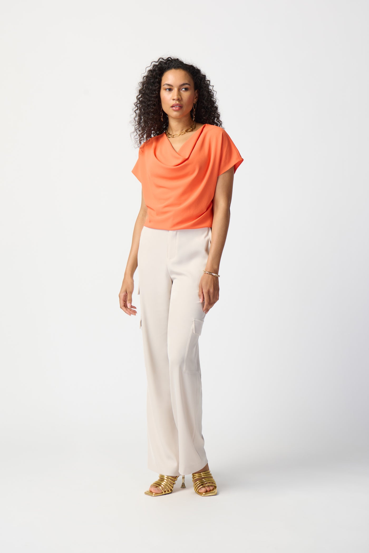 Joseph Ribkoff Woven Cowl Neck Top 