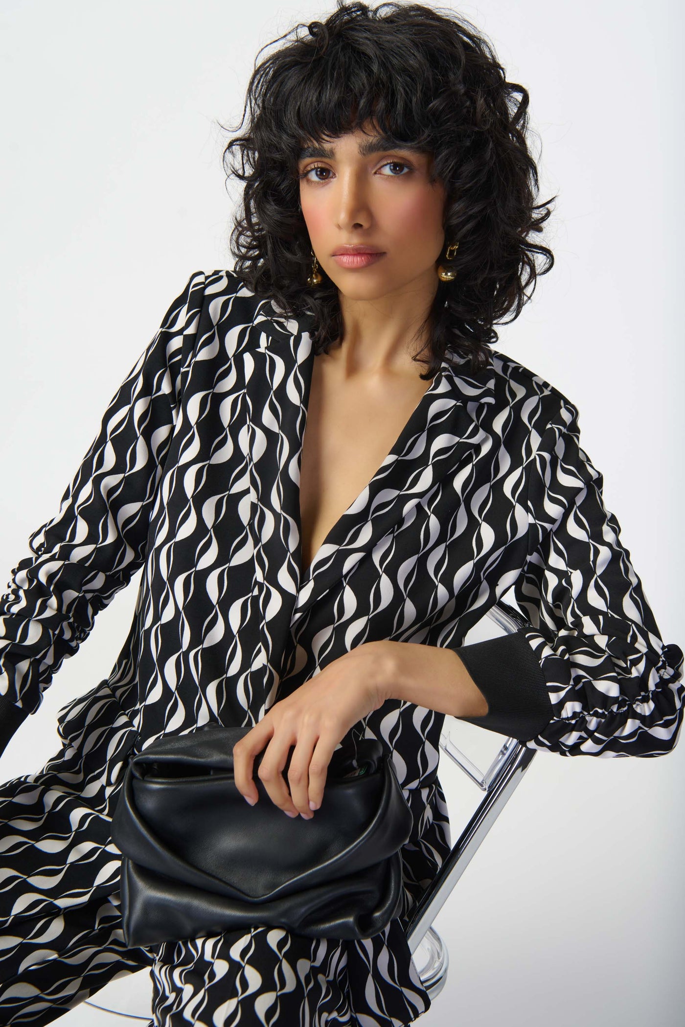 Joseph Ribkoff Geometric Print Silky Knit Blazer 