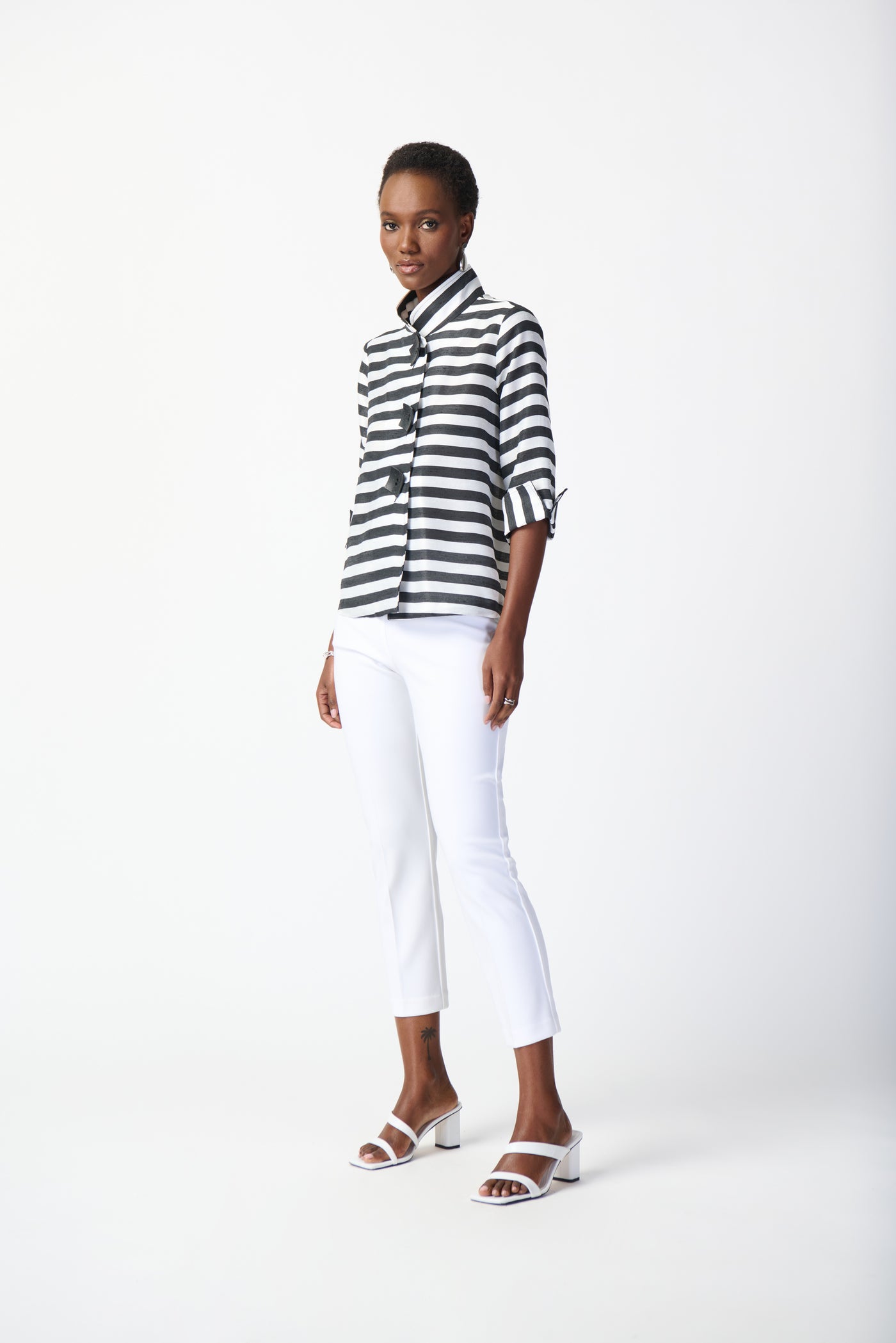 Joseph Ribkoff Striped Jacquard Trapeze Jacket 