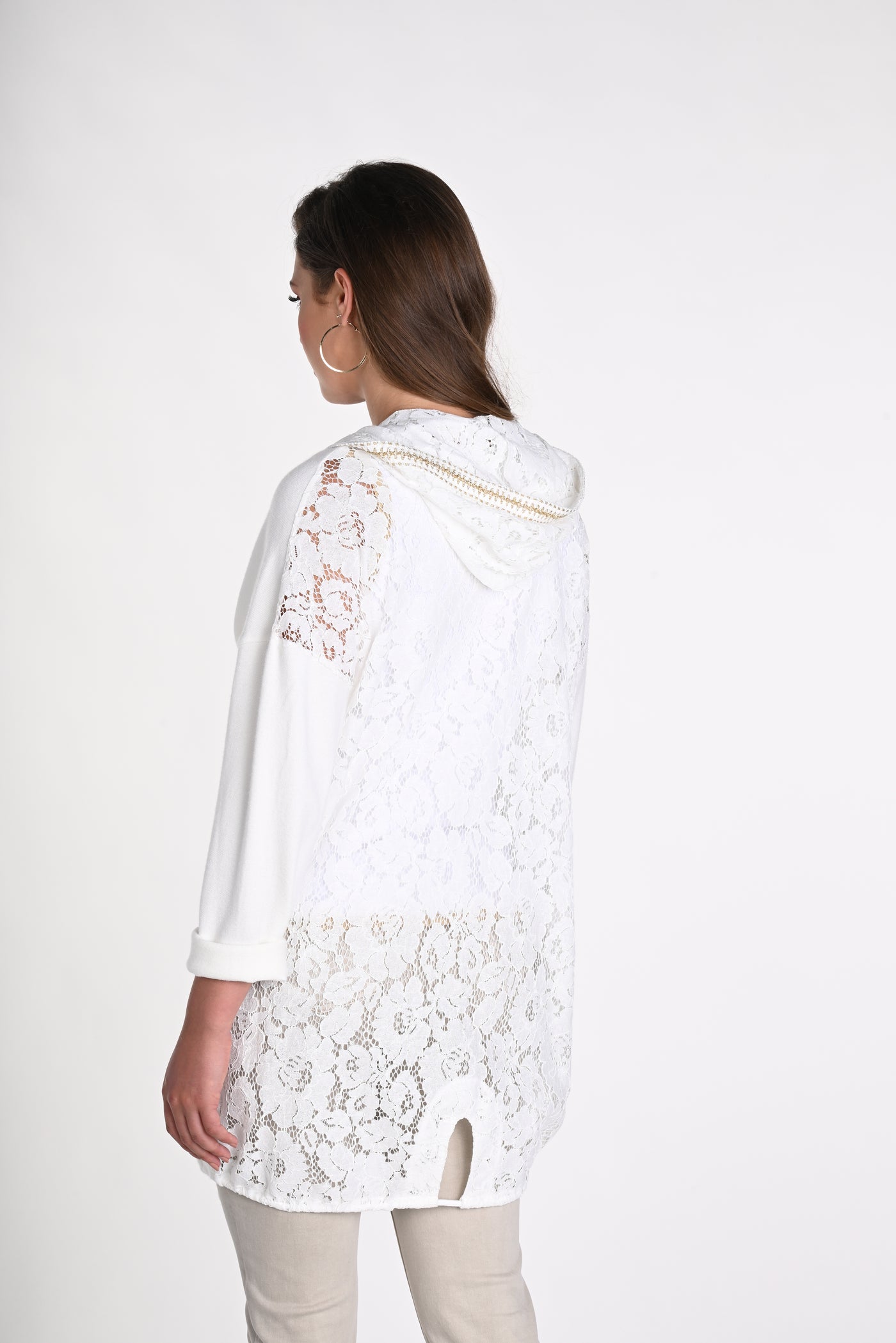 Lace-Back Hooded Cardigan Frank Lyman