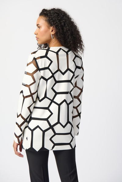 Joseph Ribkoff Laser-Cut Leatherette on Mesh Jacket 