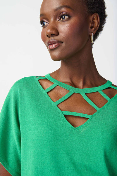 Joseph Ribkoff Dry Yarn Sweater With Cutout Neckline 