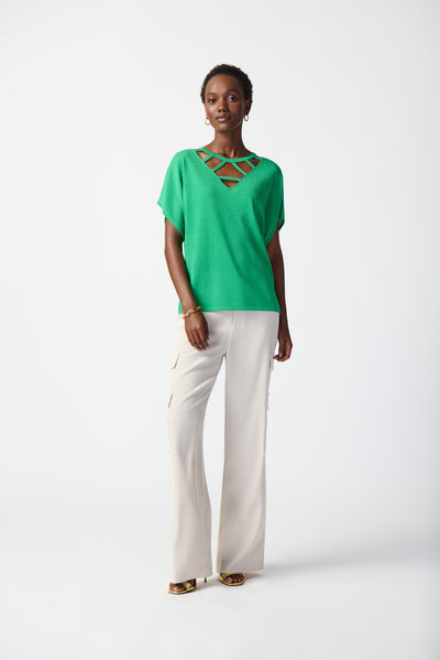 Joseph Ribkoff Dry Yarn Sweater With Cutout Neckline 