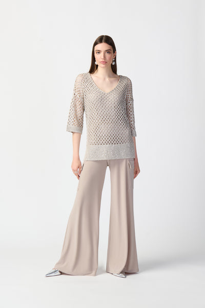 Joseph Ribkoff Open Stitch Sweater with Sequins 