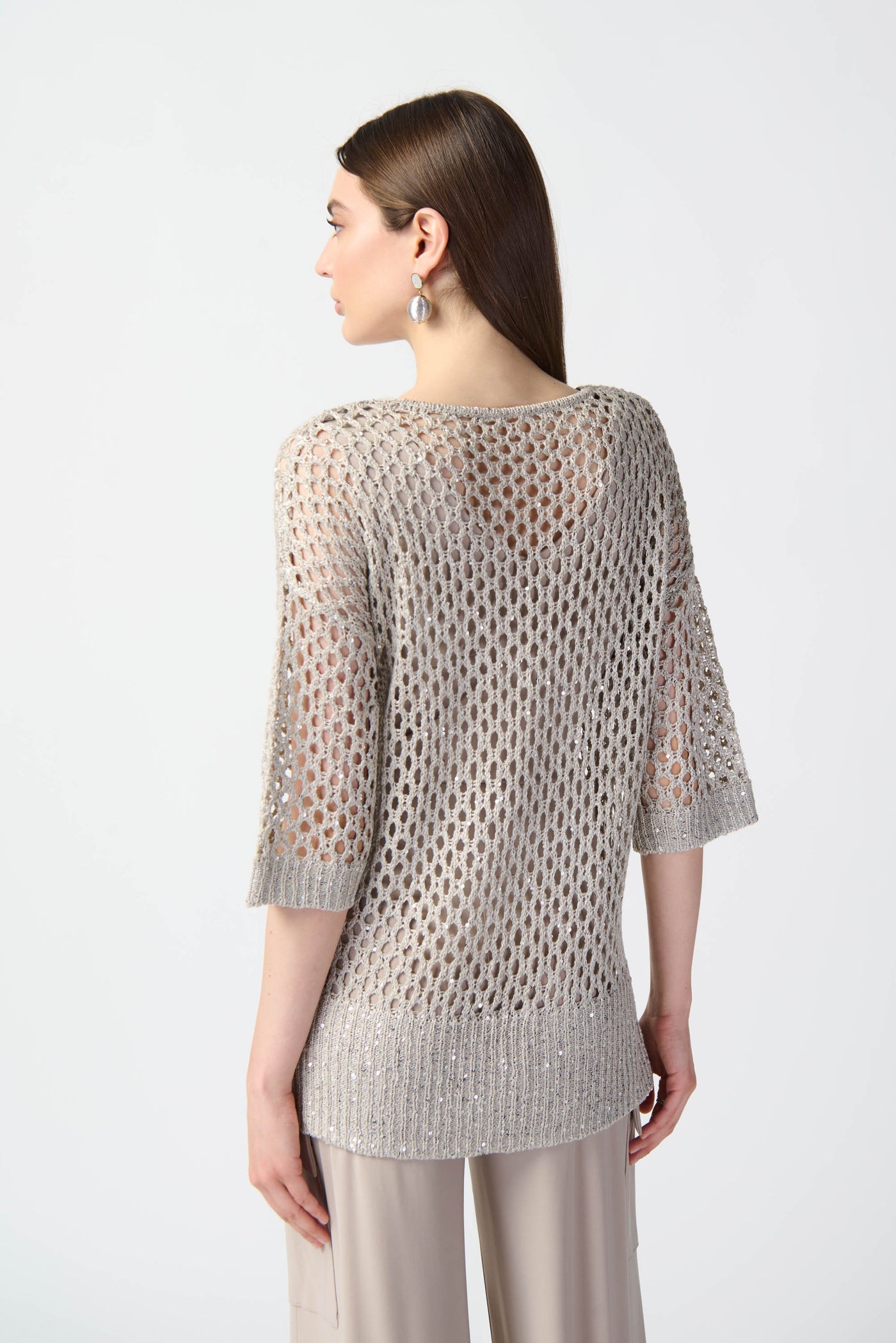 Joseph Ribkoff Open Stitch Sweater with Sequins 