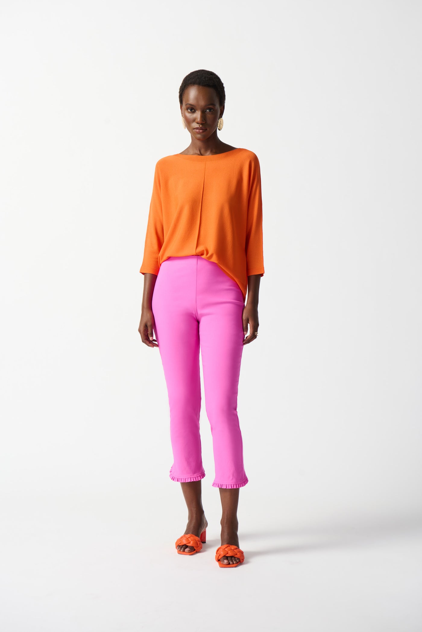 Joseph Ribkoff Millennium Crop Pants With Ruffles 