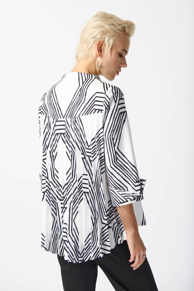 Lux Twill Geometric Print Trapeze Jacket Joseph Ribkoff