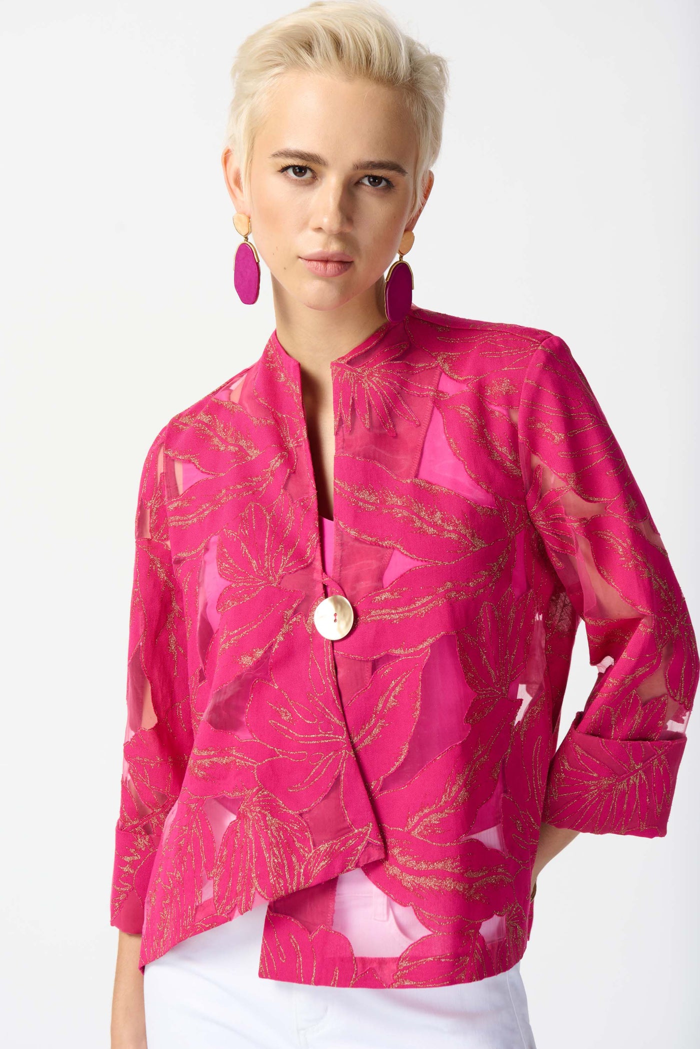 Jacquard Tropical Print Swing Jacket Joseph Ribkoff