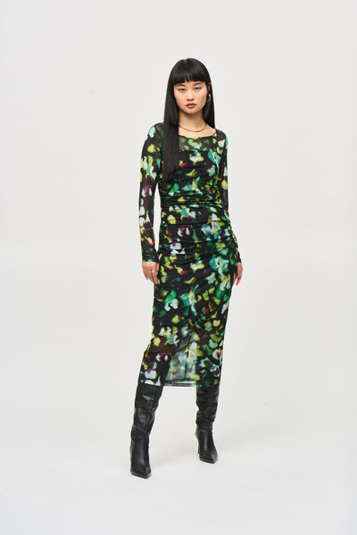 Mesh Abstract Print Sheath Dress Joseph Ribkoff