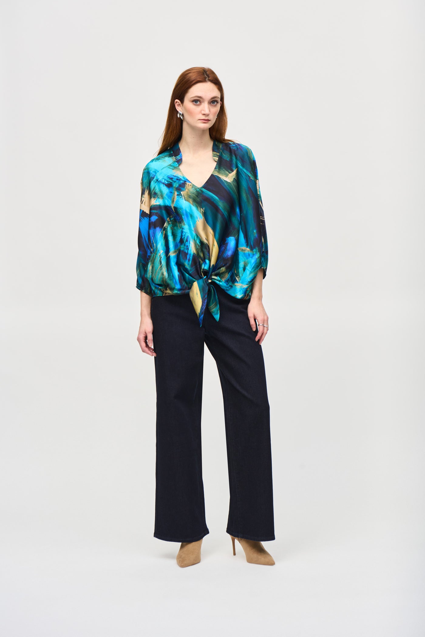 Satin Abstract Print Cocoon Top Joseph Ribkoff