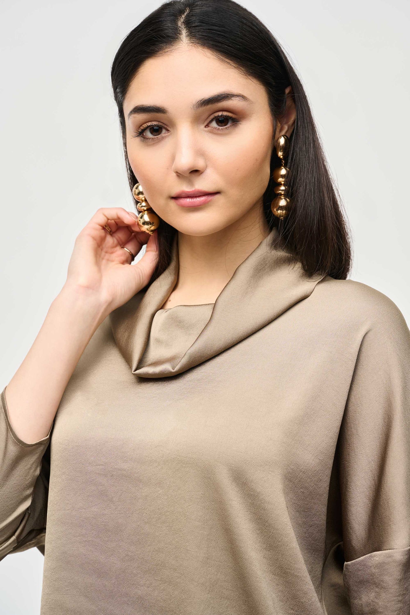 Satin Cowl Collar Top Joseph Ribkoff