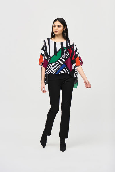 Abstract Print Georgette Poncho Top Joseph Ribkoff