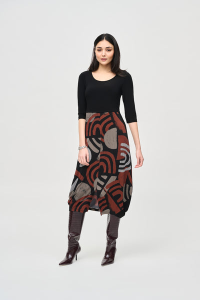 Silky Knit Geometric Print Cocoon Dress Joseph Ribkoff