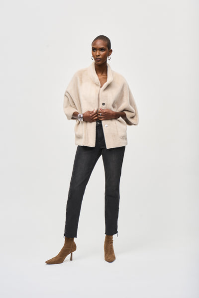 Bonded Faux Fur Suede Jacket Joseph Ribkoff