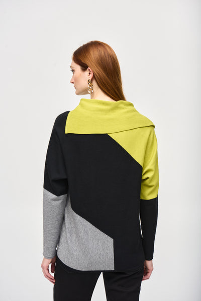 Color-Block Jacquard Sweater Top Joseph Ribkoff