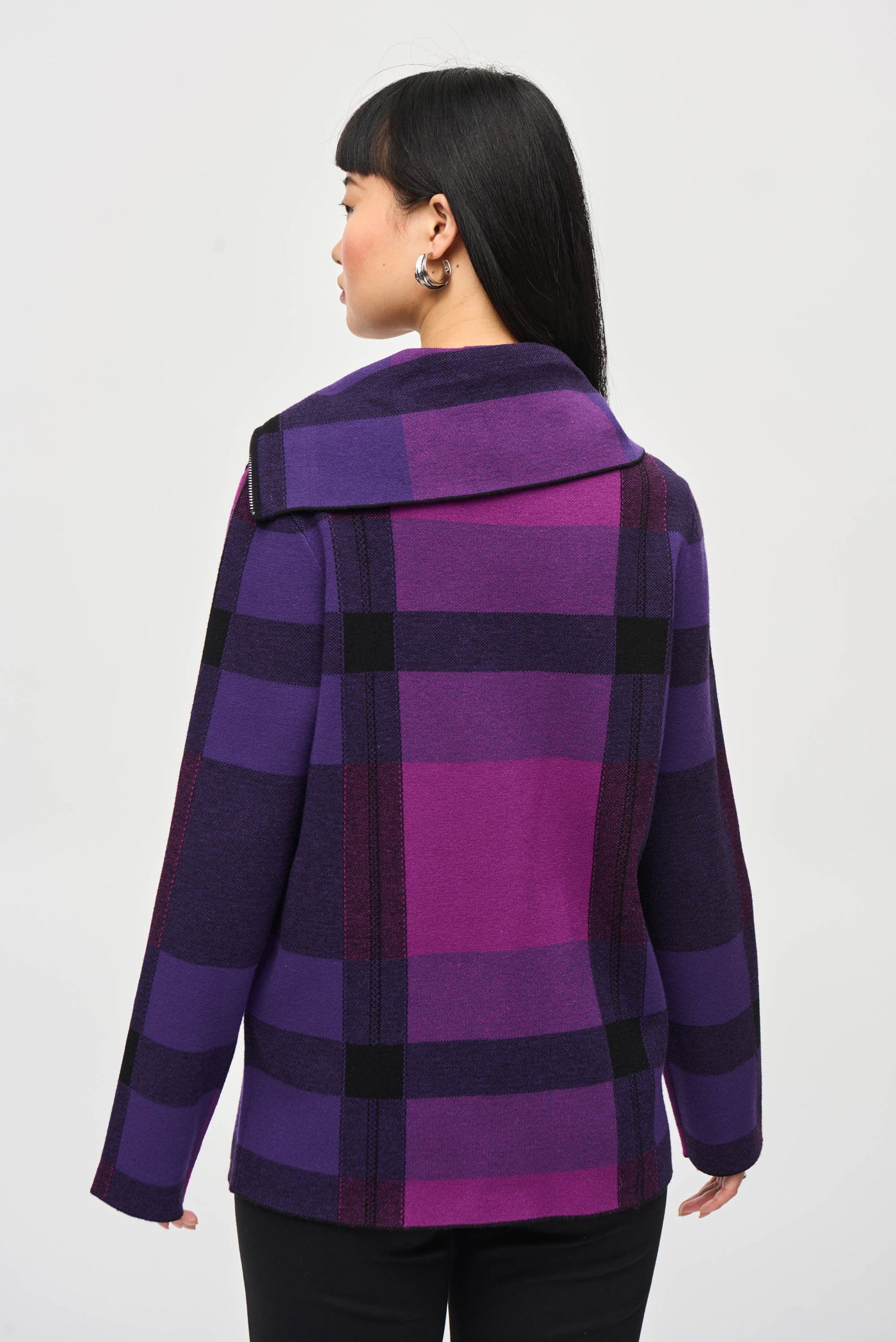 Plaid Jacquard Cowl Neck Sweater Joseph Ribkoff