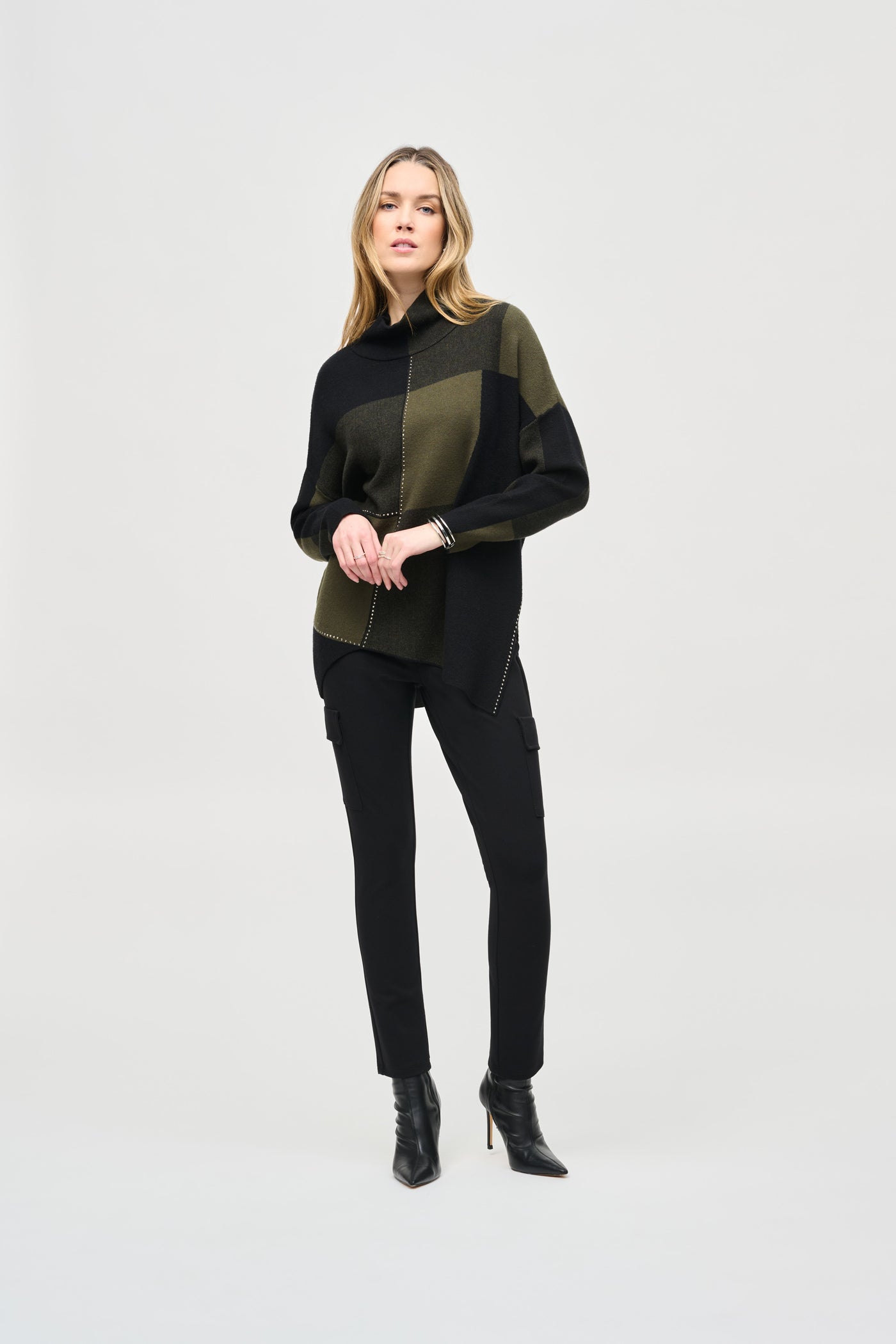 Color-Block Jacquard Knit Pullover Joseph Ribkoff