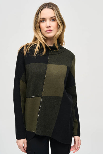 Color-Block Jacquard Knit Pullover Joseph Ribkoff