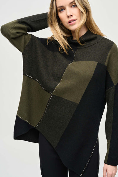 Color-Block Jacquard Knit Pullover Joseph Ribkoff