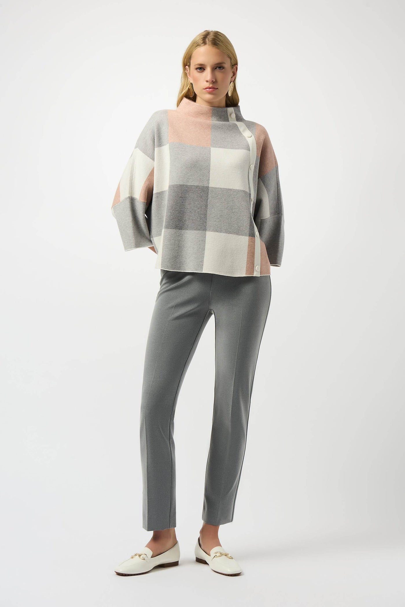 Plaid Jacquard Sweater Knit Top - Dream Pants