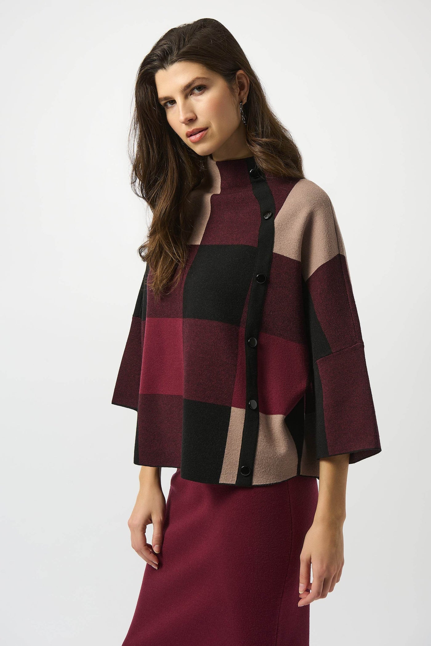Plaid Jacquard Sweater Knit Top - Dream Pants