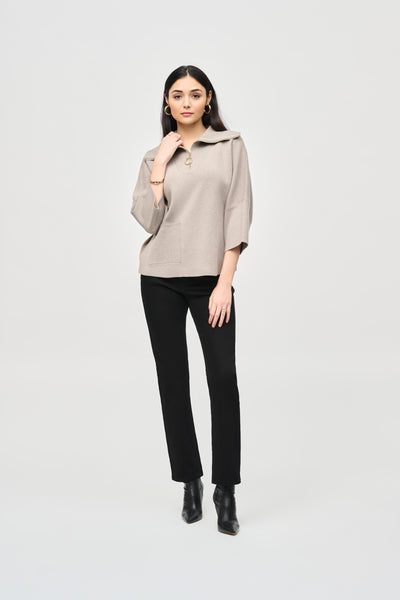 Jacquard Zipped Collar Sweater Joseph Ribkoff