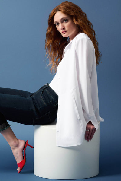 Woven Button-Down Blouse With Pockets - Dream Pants