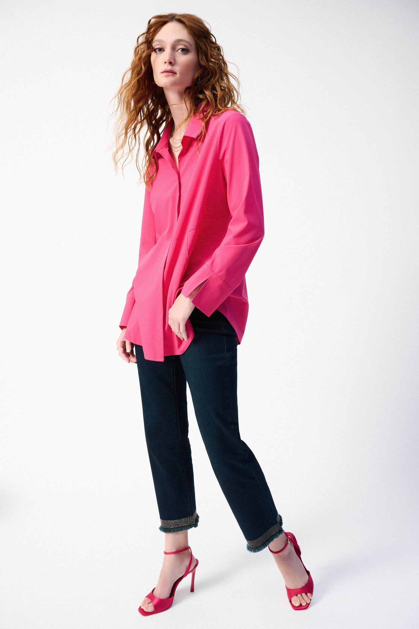 Woven Button-Down Blouse With Pockets - Dream Pants