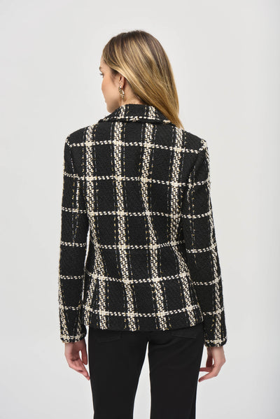 Plaid Bouclé Blazer With Pockets Joseph Ribkoff