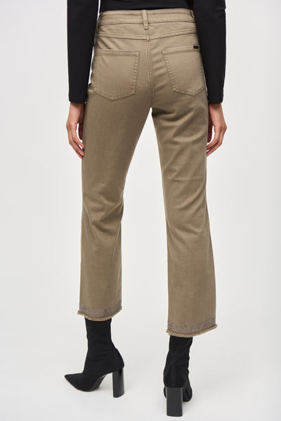 Denim Straight Pants With Frayed Hem Joseph Ribkoff