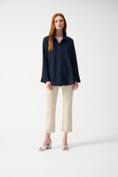 Denim Straight Pants With Frayed Hem - Dream Pants