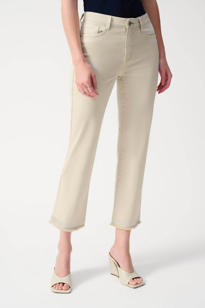 Denim Straight Pants With Frayed Hem - Dream Pants