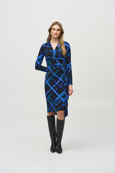 Silky Knit Abstract Print Wrap Dress Joseph Ribkoff