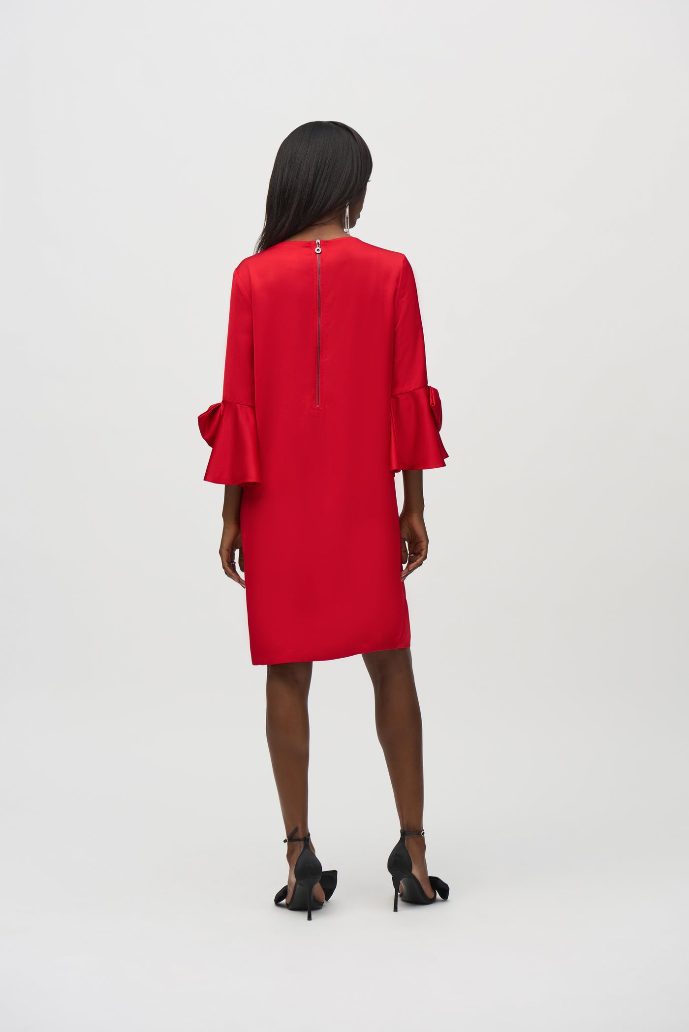 Satin Riffle Sleeve Straight Dress Joseph Ribkoff