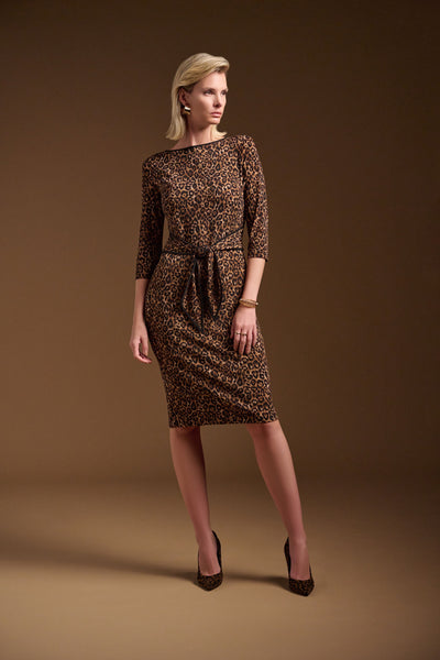 Silky Knit Animal Print Sheath Dress Joseph Ribkoff