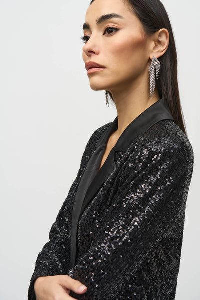 Sequined Blazer With Satin Lapel Joseph Ribkoff