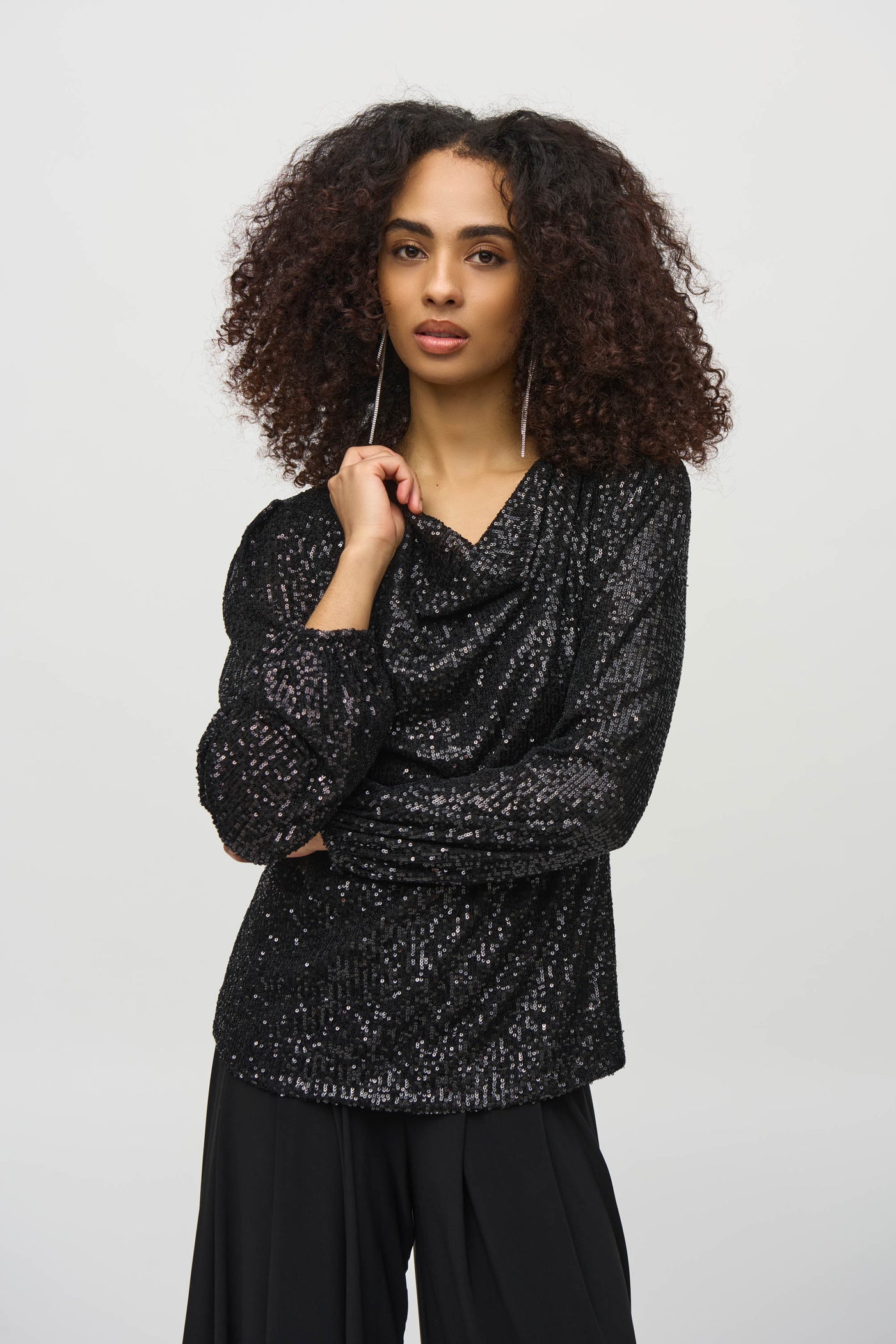 Sequined Cowl Neck Top Joseph Ribkoff