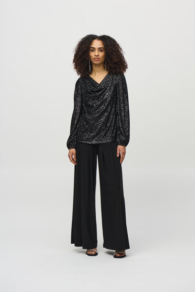 Sequined Cowl Neck Top Joseph Ribkoff