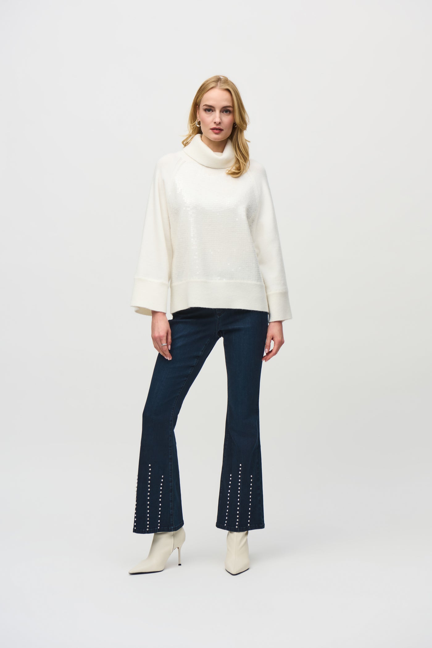 Sweater Knit Boxy Top With Sequins Detail Joseph Ribkoff