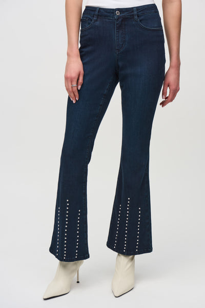 Classic Flared Denim Pants with Stone Rivets Joseph Ribkoff